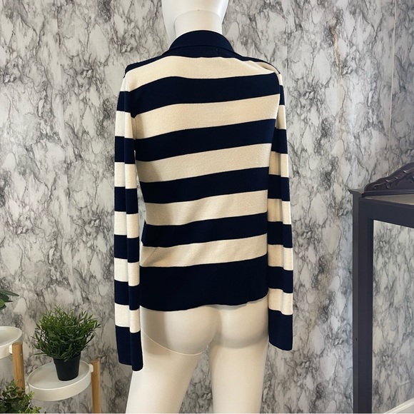 VTG Lacoste Sweater Ladies Medium Collared 40 8 Navy Striped Long Sleeve Shirt - Picture 3 of 8